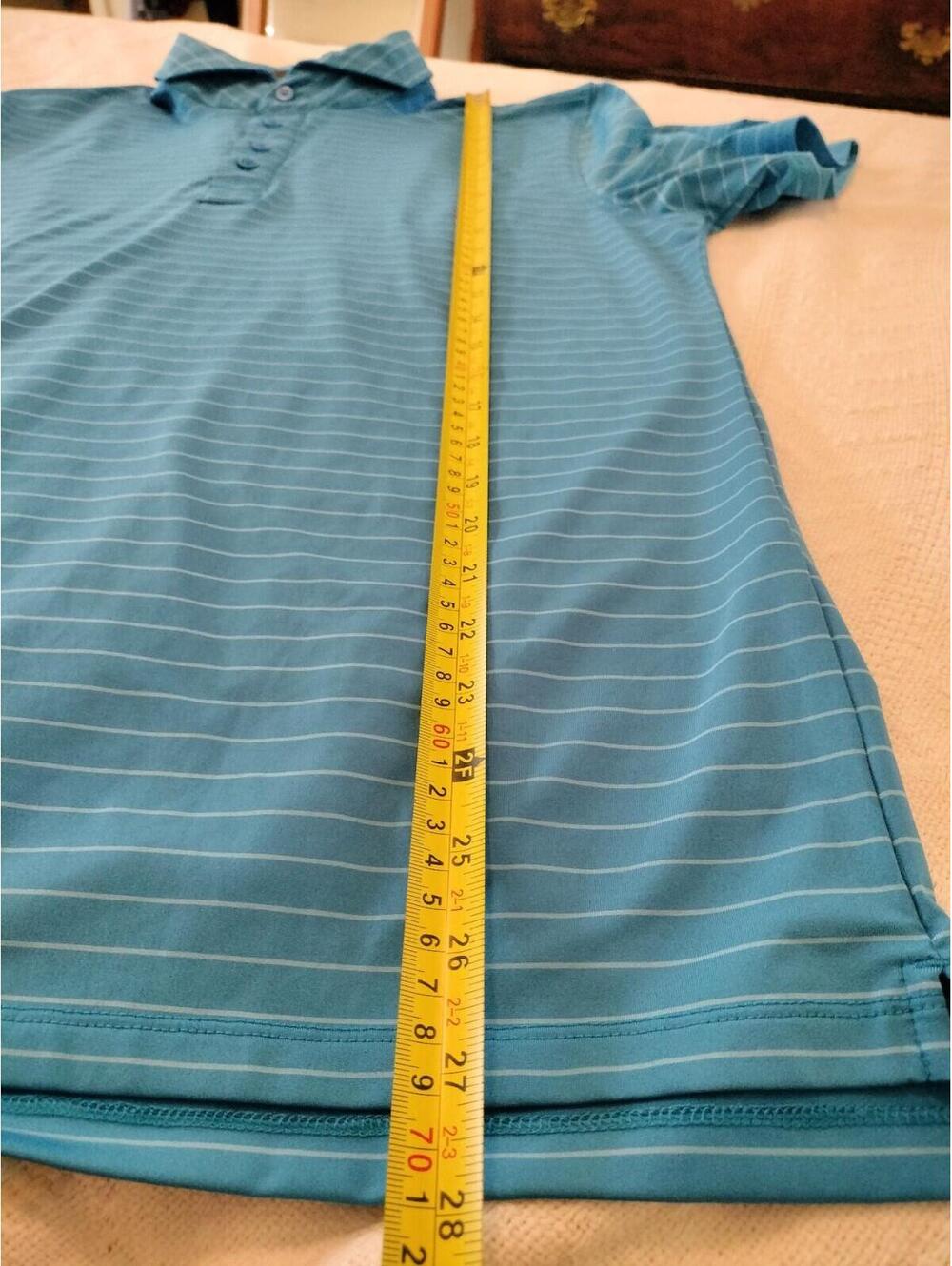 G/FORE Men's Blue Striped Tech Jersey Golf Polo Shirt - Size Medium - Luxury - Picture 8 of 9